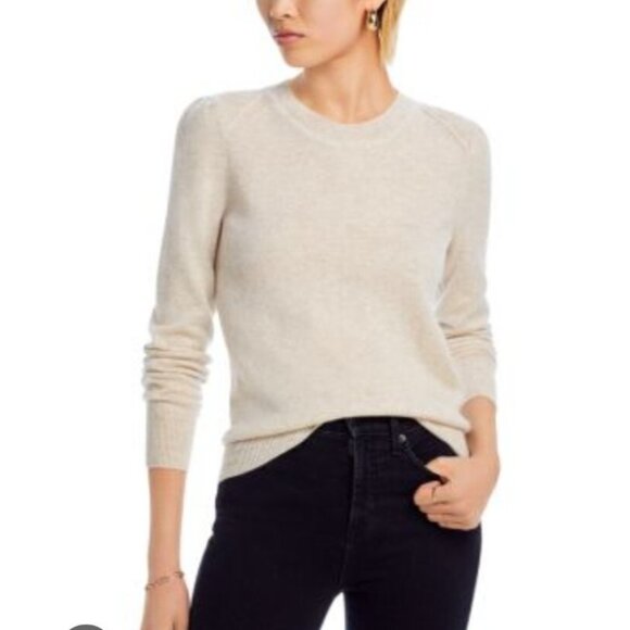 Aqua Cashmere High Low Crewneck Sweater, Light Grey Size XS - Picture 1 of 10